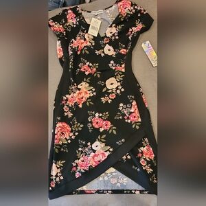 Almost Famous L Black and Pink Floral Dress